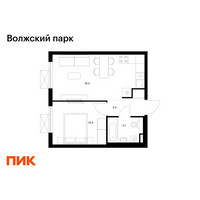 Планировка однокомнатной(квартира) площадью 35.9 квадратных метров в “ЖК Волжский Парк”