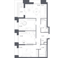 Планировка трехкомнатной(апартаменты) площадью 85.95 квадратных метров в “ЖК Скай Спутник”