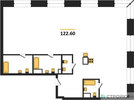 Планировка трехкомнатной(квартира) площадью 122.6 квадратных метров в “ЖК Luzhniki Collection (Коллекция Лужники)”