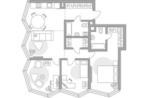 Планировка 4+ комнатной(квартира) площадью 89.14 квадратных метров в “ЖК Мневники от Гранель”