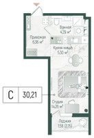 Планировка студии(квартира) площадью 31.79 квадратных метров в “ЖК Рига Хиллс”