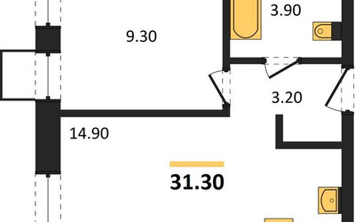 Планировка однокомнатной(квартира) площадью 31.3 квадратных метров в ЖК “ЖК Никольский квартал Отрада”