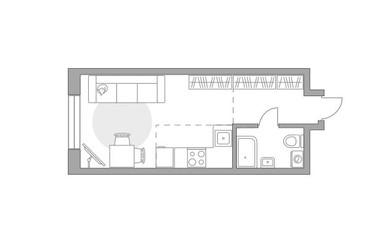Планировка студии(квартира) площадью 29.08 квадратных метров в ЖК “ЖК Дубровка от Гранель”