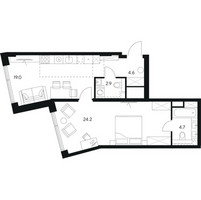 Планировка однокомнатной(квартира) площадью 55.4 квадратных метров в “ЖК Нексус от Аквилон”