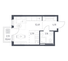 Планировка студии(квартира) площадью 23.18 квадратных метров в “ЖК Остафьево”