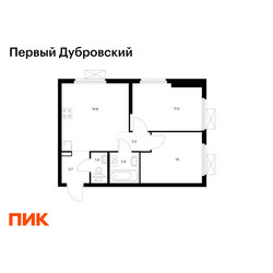 Планировка двухкомнатной(квартира) площадью 45.5 квадратных метров в ЖК “ЖК Первый Дубровский”