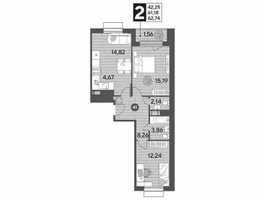 Планировка двухкомнатной(квартира) площадью 62.74 квадратных метров в “ЖК Публицист”