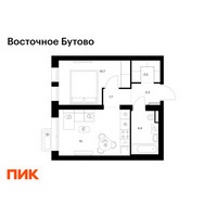 Планировка однокомнатной(квартира) площадью 34.6 квадратных метров в “ЖК Восточное Бутово”
