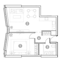 Планировка однокомнатной(квартира) площадью 48.47 квадратных метров в “УНО Горбунова”