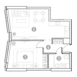 Планировка однокомнатной(квартира) площадью 48.47 квадратных метров в ЖК “УНО Горбунова”