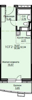 Планировка студии(квартира) площадью 32.3 квадратных метров в “ЖК Соболевка”
