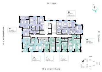 Планировка трехкомнатной(квартира) площадью 90.94 квадратных метров в ЖК “СберСити в Рублево-Архангельском”