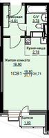 Планировка студии(квартира) площадью 32.4 квадратных метров в “ЖК Соболевка”