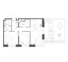 Планировка двухкомнатной(квартира) площадью 80.39 квадратных метров в “ЖК Верейская 41”