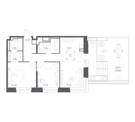 Планировка двухкомнатной(квартира) площадью 80.39 квадратных метров в ЖК “ЖК Верейская 41”