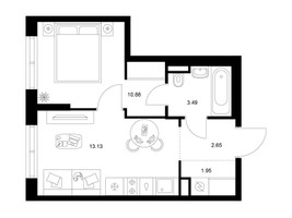 Планировка однокомнатной(квартира) площадью 32.33 квадратных метров в “ЖК Ильинские луга”