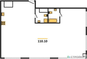 Планировка трехкомнатной(квартира) площадью 110.1 квадратных метров в “ЖК Nametkin Tower (Наметкин Тауэр)”