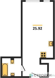 Планировка студии(квартира) площадью 25.92 квадратных метров в “ЖК Радость (Радумля Парк)”