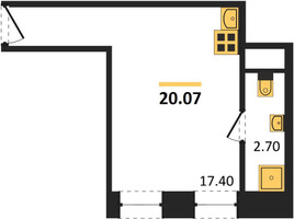 Планировка студии(квартира) площадью 20.1 квадратных метров в “ЖК Лофт Центросоюзный 13с2”