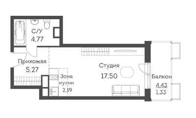 Планировка студии(квартира) площадью 31.06 квадратных метров в ЖК “ЖК Аквилон Митино”