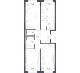 Планировка трехкомнатной(квартира) площадью 80.4 квадратных метров в ЖК “ЖК Богдановский Лес”