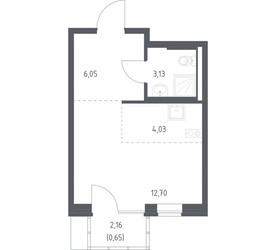 Планировка студии(квартира) площадью 26.56 квадратных метров в ЖК “ЖК Подольские кварталы”