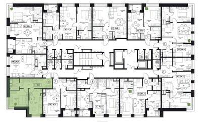 Планировка однокомнатной(квартира) площадью 38.8 квадратных метров в ЖК “ЖК Пушкино Град”