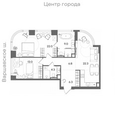 Планировка двухкомнатной(квартира) площадью 83.7 квадратных метров в ЖК “ЖК СТОУН Блик”