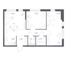 Планировка двухкомнатной(квартира) площадью 59.87 квадратных метров в “ЖК Пригород Лесное”