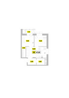 Планировка трехкомнатной(квартира) площадью 47.03 квадратных метров в “ЖК Радость (Радумля Парк)”