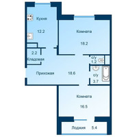 Планировка двухкомнатной(квартира) площадью 75.3 квадратных метров в “ЖК Эдельвейс (Первомайское)”