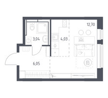 Планировка студии(квартира) площадью 25.7 квадратных метров в “ЖК Новое Видное”