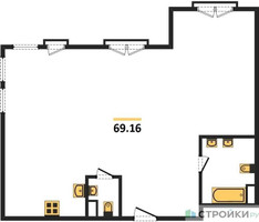 Планировка двухкомнатной(квартира) площадью 69.16 квадратных метров в “ЖК Дом Достижение”