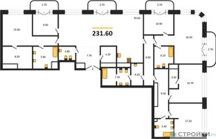 Планировка 4+ комнатной(квартира) площадью 231.6 квадратных метров в “ЖК Большая Татарская 35”