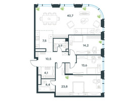 Планировка 4+ комнатной(квартира) площадью 122.7 квадратных метров в “ЖК Level Академическая”