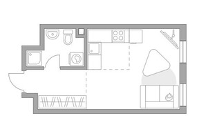 Планировка студии(квартира) площадью 27.65 квадратных метров в “ЖК Гранель Коломенское”