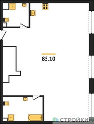 Планировка трехкомнатной(квартира) площадью 83.1 квадратных метров в ЖК “ЖК PRIDE (Прайд)”