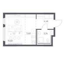 Планировка студии(квартира) площадью 24 квадратных метров в “ЖК Пригород Лесное”