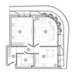 Планировка двухкомнатной(квартира) площадью 61 квадратных метров в ЖК “ЖК УНО Соколиная гора”