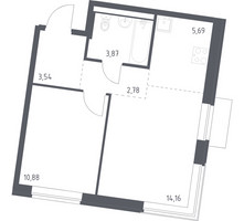 Планировка однокомнатной(квартира) площадью 40.92 квадратных метров в “ЖК Квартал Западный”