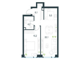 Планировка двухкомнатной(квартира) площадью 50.7 квадратных метров в “ЖК Левел Мичуринский”
