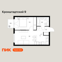 Планировка однокомнатной(квартира) площадью 40.8 квадратных метров в “ЖК Кронштадтский 9”