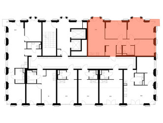 Планировка трехкомнатной(квартира) площадью 73.6 квадратных метров в ЖК “ЖК 2-й Иртышский”