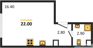 Планировка студии(квартира) площадью 21.5 квадратных метров в “ЖК Дмитровское небо”