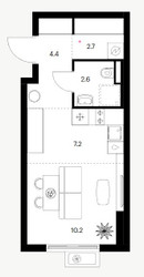 Планировка студии(квартира) площадью 27.1 квадратных метров в ЖК “ЖК Белая Дача парк”