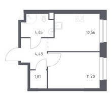 Планировка однокомнатной(квартира) площадью 32.11 квадратных метров в “ЖК ЭкоБунино (Южное Бунино)”