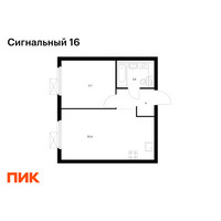 Планировка однокомнатной(квартира) площадью 39.7 квадратных метров в “ЖК Сигнальный 16”