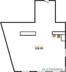 Планировка двухкомнатной(квартира) площадью 129.3 квадратных метров в ЖК “ЖК Лайм”