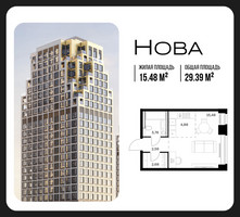 Планировка студии(квартира) площадью 29.39 квадратных метров в “ЖК НОВА”