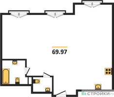 Планировка двухкомнатной(квартира) площадью 69.97 квадратных метров в “ЖК Дом Достижение”